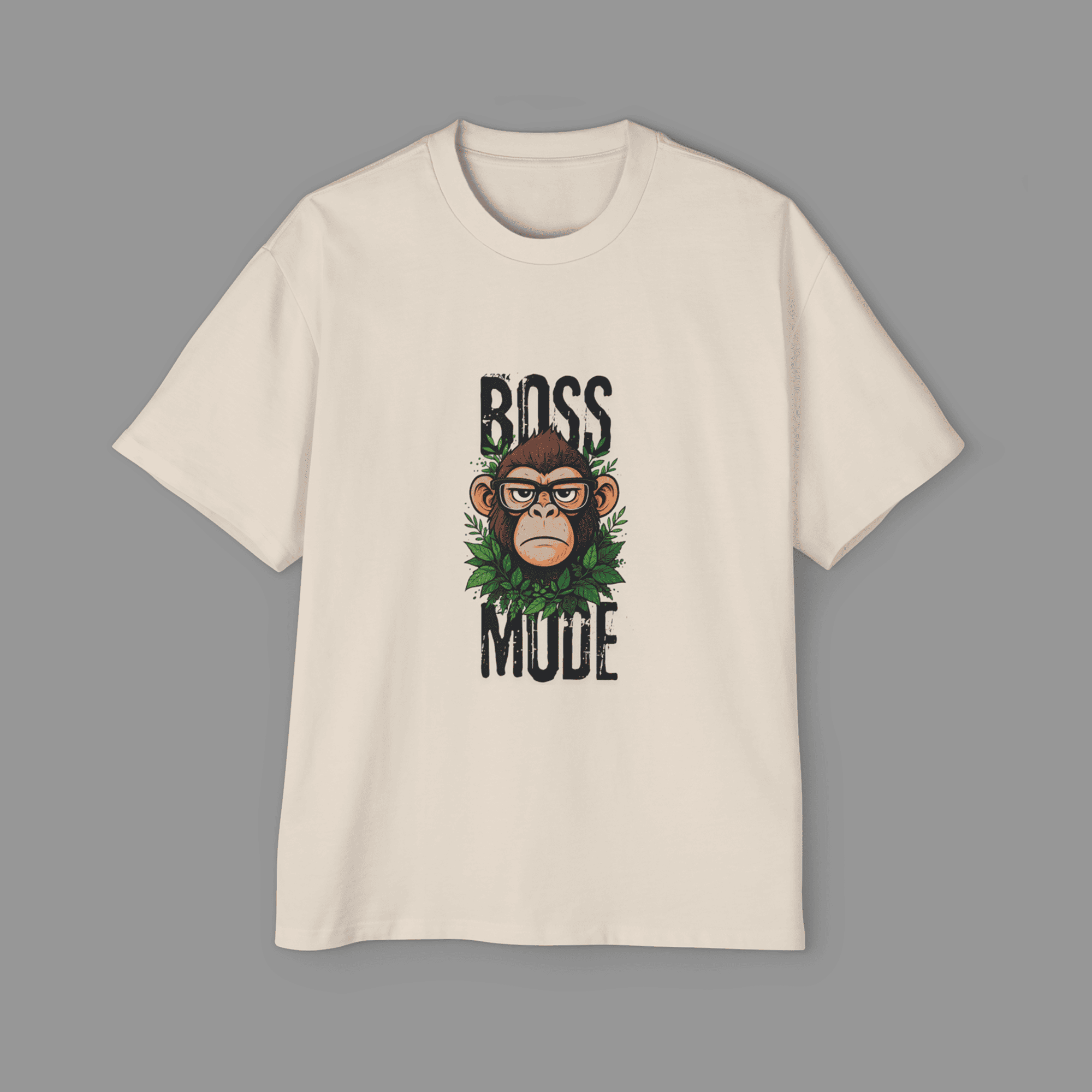 Boss Mode oversized t-shirt with monkey doodle art by Dudle