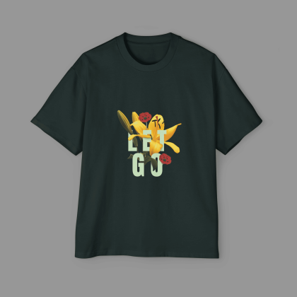 Let Go oversized t-shirt with floral typography design by Dudle