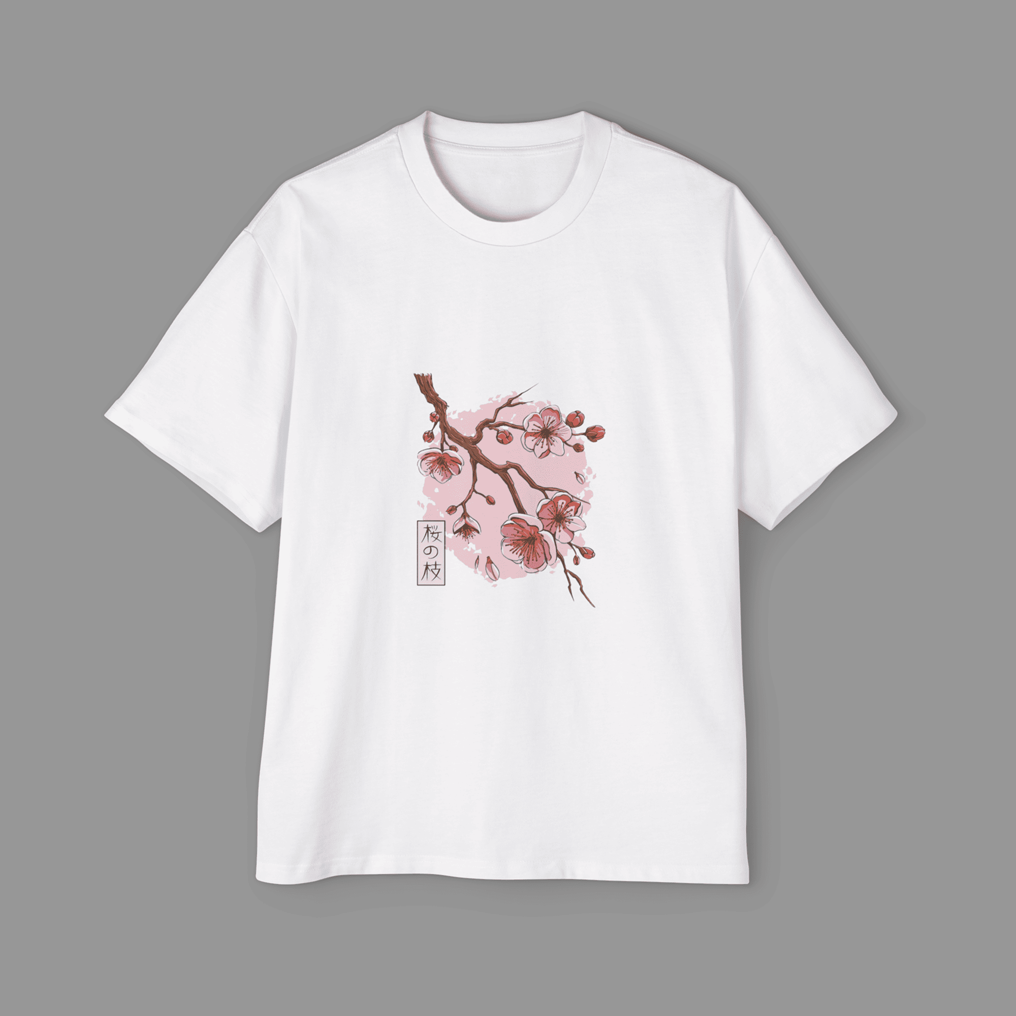 Sakura Branch oversized t-shirt with cherry blossom Japanese art by Dudle