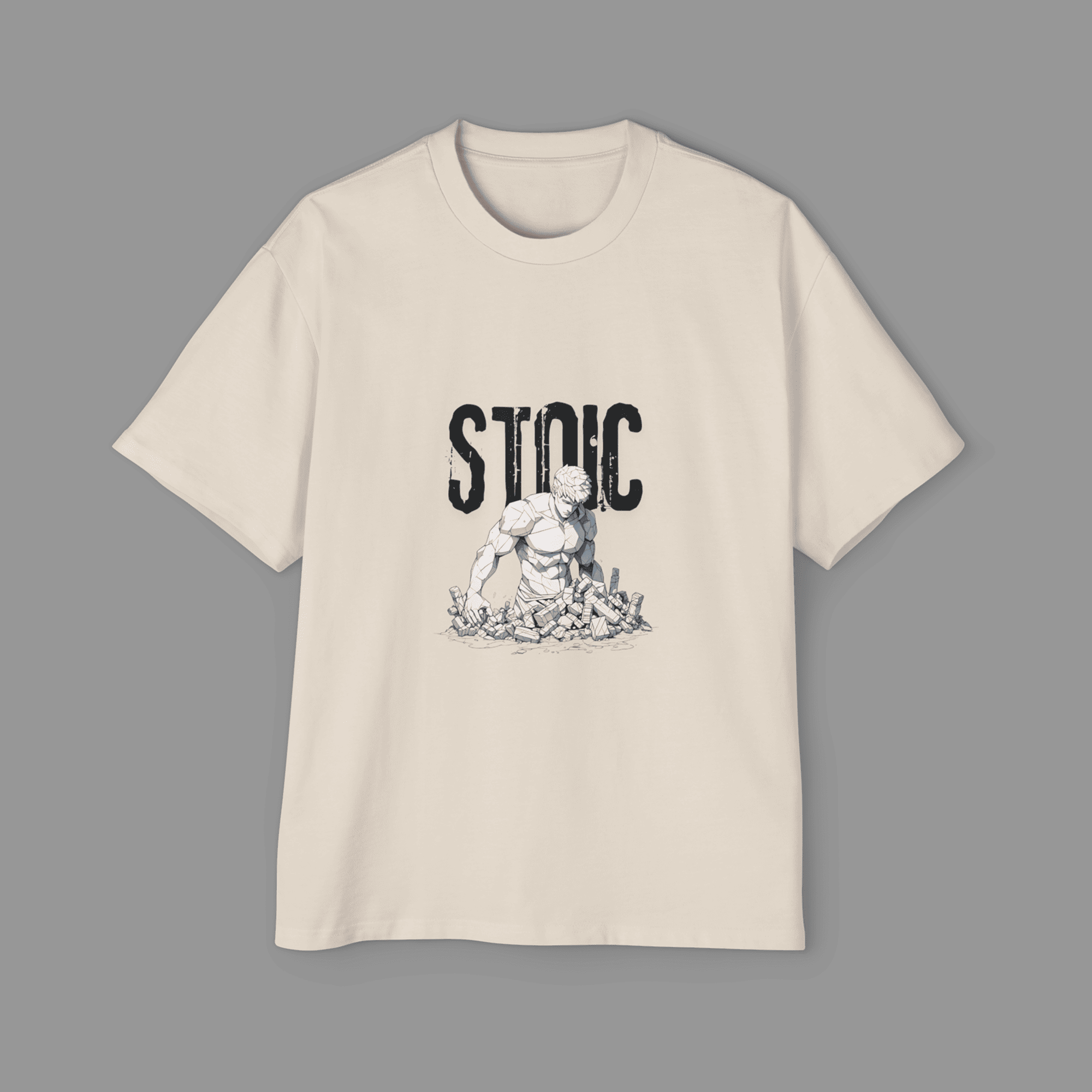 Stoic oversized t-shirt with stone warrior doodle art by Dudle